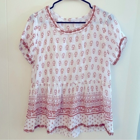 Sigrid Olsen boho lightweight blouse M top Bohemian Tunic Embroidered detail - Picture 1 of 12